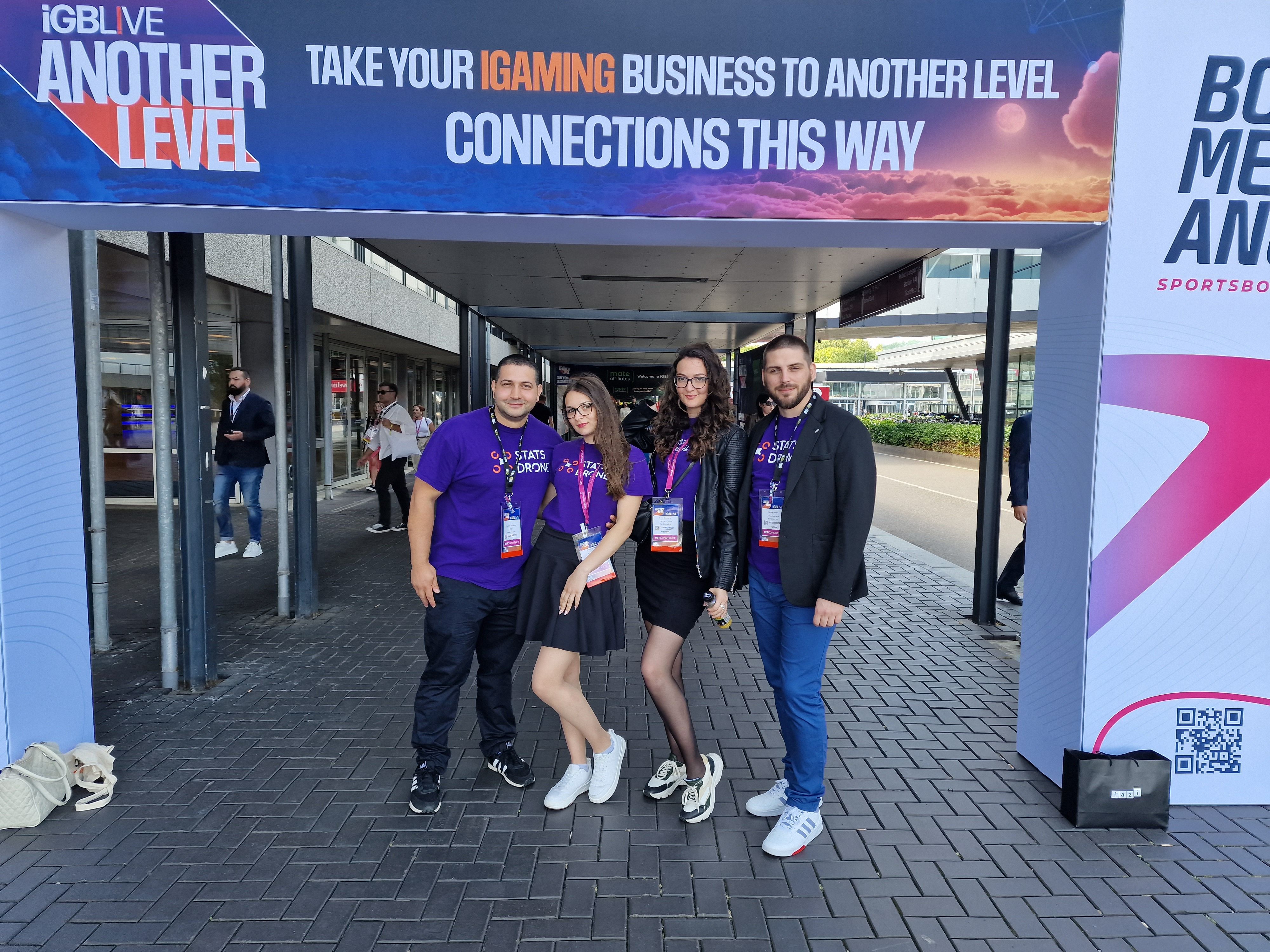 Four members of the Avizo Soft team at iGB L!VE in Amsterdam in 2023.